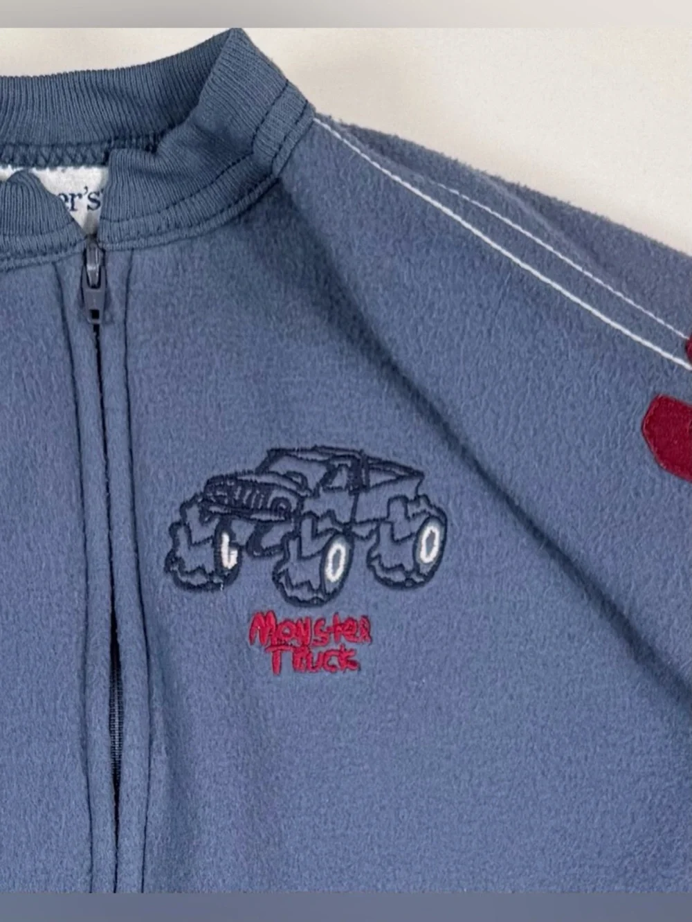 VINTAGE CARTER’S 2000s Monster Truck Fleece One Piece Zip Up 3T Pajamas Cozy Y2K